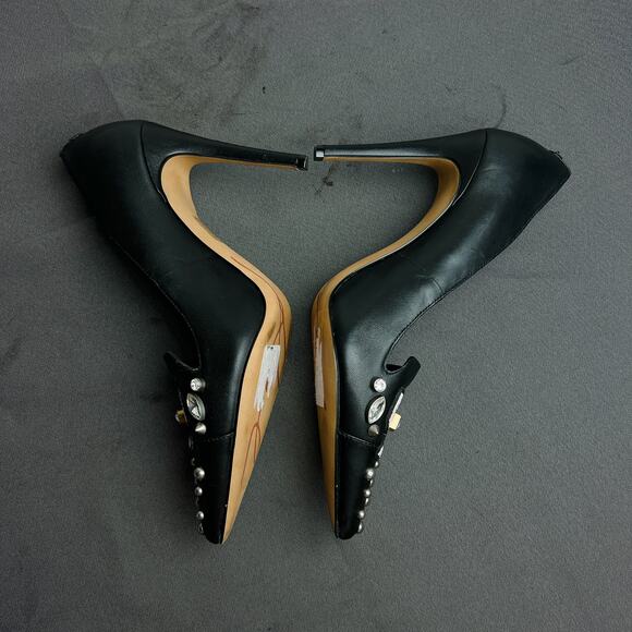 Karl Lagerfeld Black Studded Pointed Toe Stiletto Heels 8.5 - Picture 5 of 6